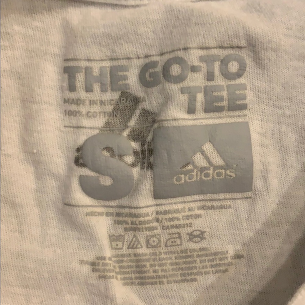 Adidas Womens S White w/ Blue graphic Short Sleeve - Picture 4 of 4